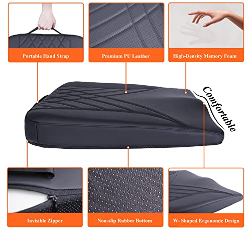 kingphenix Premium Car Seat Cushion, Memory Foam Driver Seat Cushion to Improve Driving View- Coccyx & Lower Back Pain Relief - Seat Cushion for Car, Truck, Office Chair (Black)