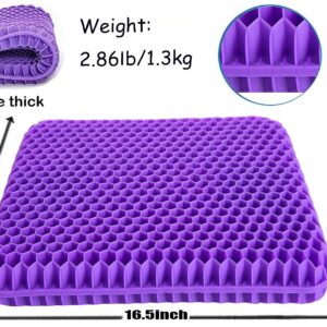 Extra thicken gel Seat Cushion for Long Sitting, Back, Sciatica, Tailbone Pain Relief Cushion, Use for The Car, Office, Wheelchair.(16.5×14.5×1.8inch)