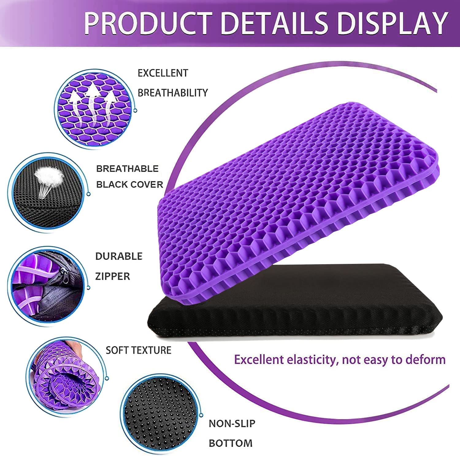 Extra thicken gel Seat Cushion for Long Sitting, Back, Sciatica, Tailbone Pain Relief Cushion, Use for The Car, Office, Wheelchair.(16.5×14.5×1.8inch)