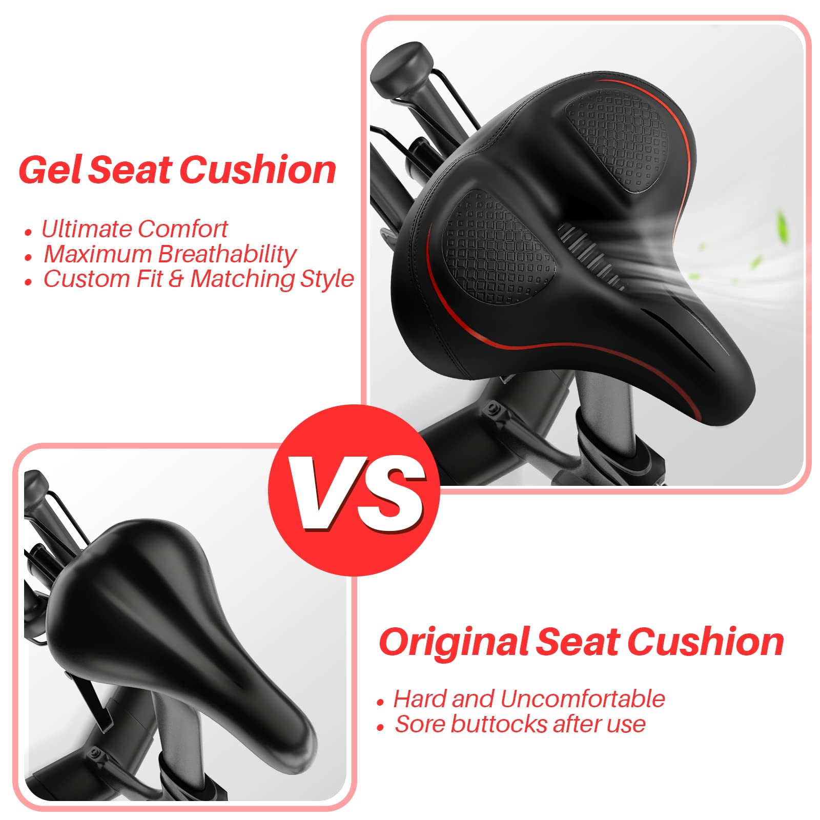 Oversized Bike Seat for Peloton Bike & Bike+, Comfort Seat Cushion Compatible with Peloton, Road or Exercise Bikes, Bicycle Wide Saddle Replacement for Men & Women, Accessories for Peloton