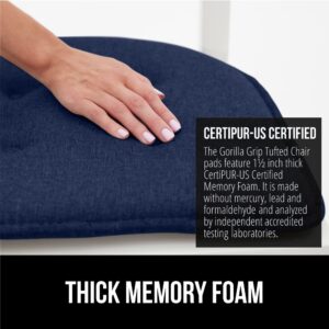 Gorilla Grip Tufted Memory Foam Chair Cushions, Set of 4 Comfortable Pads for Dining Room, Slip Resistant Backing, Washable Kitchen Table, Office Chairs, Computer Desk Seat Pad Cushion, 16x17 Navy