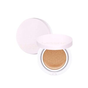 missha magic cushion foundation no.21 light beige for bright skin - flawless coverage, dewy finish, easy application for all skin types