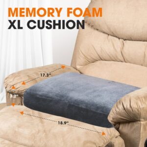 Cheer Collection Extra Large Seat Cushion | Memory Foam Comfort Pad for Prolonged Sitting with Removable Washable Cover