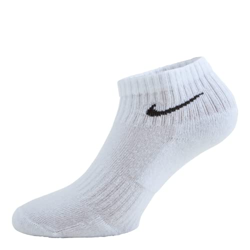 Nike Unisex Everyday Cushion Ankle Training Socks with Sweat-Wicking Technology (6 Pair), White/Black, Large