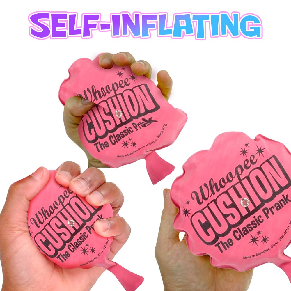 ArtCreativity Self Inflating Whoopie Cushion, 2 Pack, 6 Inch Whoopee Cushions Goodie Bag Stuffers, Classic Prank Toys for Boys and Girls, Party Favors and Gag Gifts for Kids, Whoopie Makes Gas Sounds