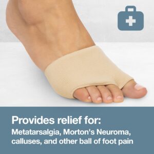 ZenToes Metatarsal Pads for Men and Women - Ball of Foot Pain Relief Cushions for Sesamoiditis, Metatarsalgia, Morton's Neuroma - 2 Pairs Fabric Sleeves with Gel Inserts (Medium, Beige)