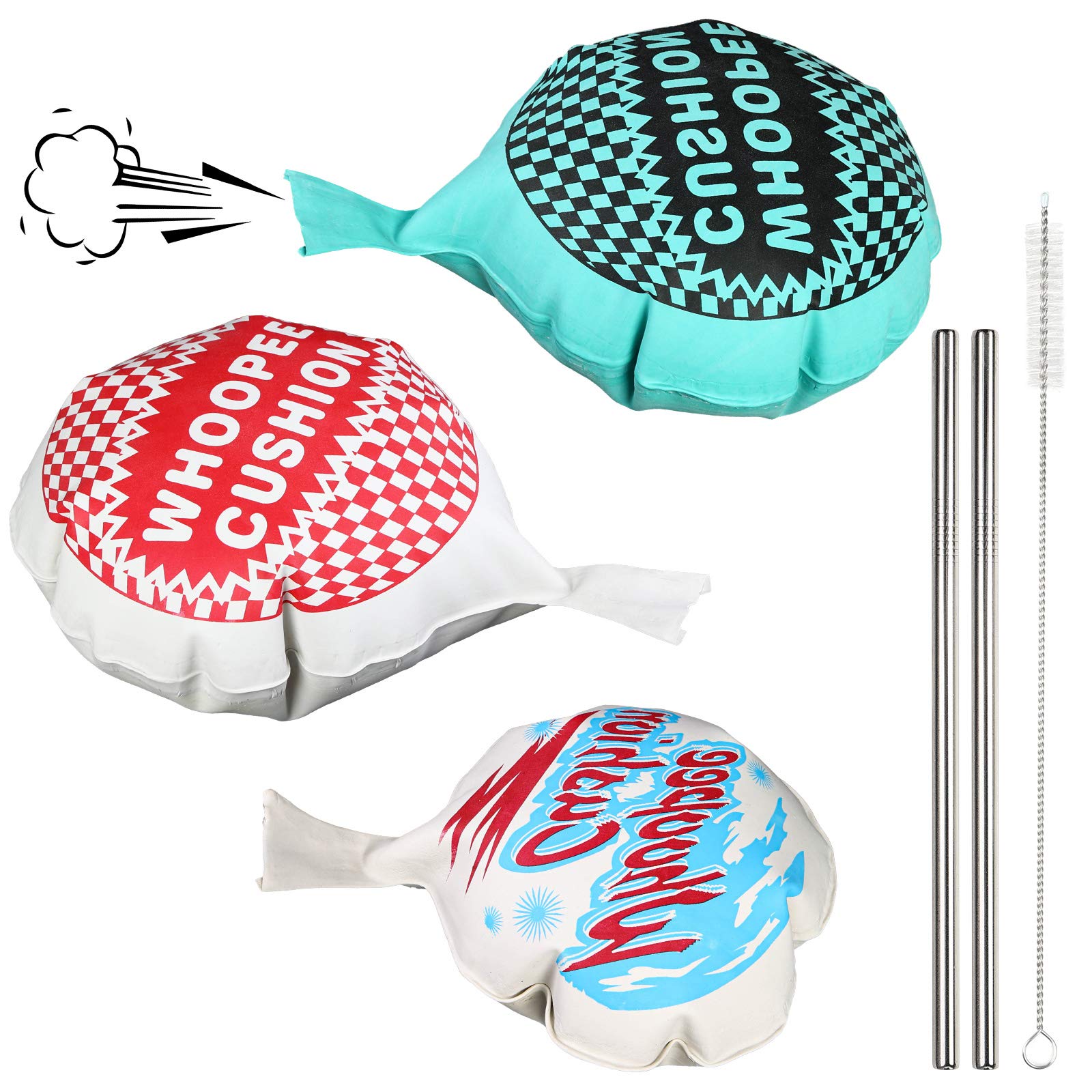 POPLAY 3 Packs Whoopee Cushions 6 and 8 Inches Fun Toys for Novelty Party Favors Kids and Adults Fart Pillow Prank Party Gift