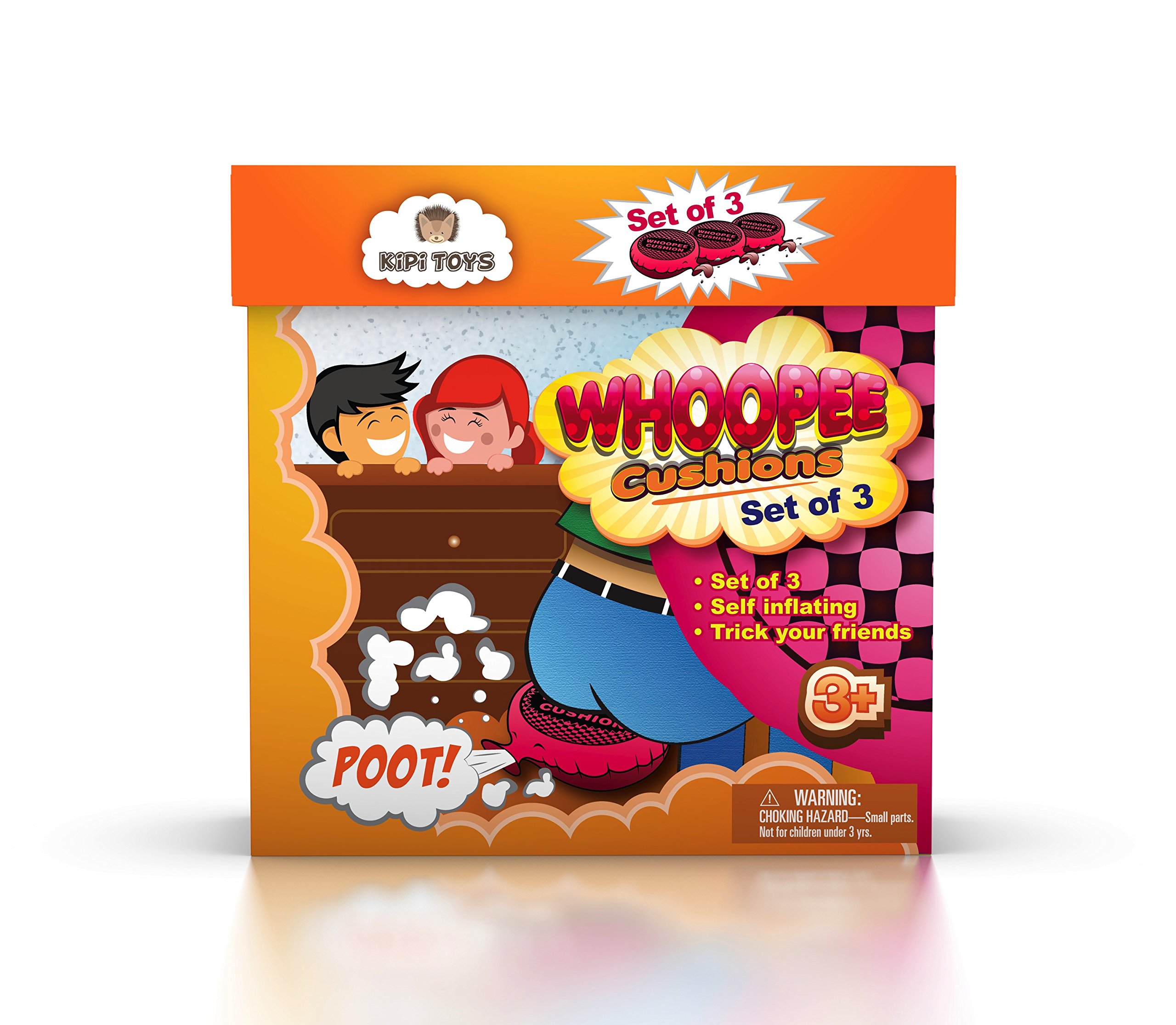 Whoopee Cushion Self Inflated 7" Set of 3 Gift Box Fart Prank Gag Novelty Trick Joke Toy for Kids Children Adults Office Home or Party