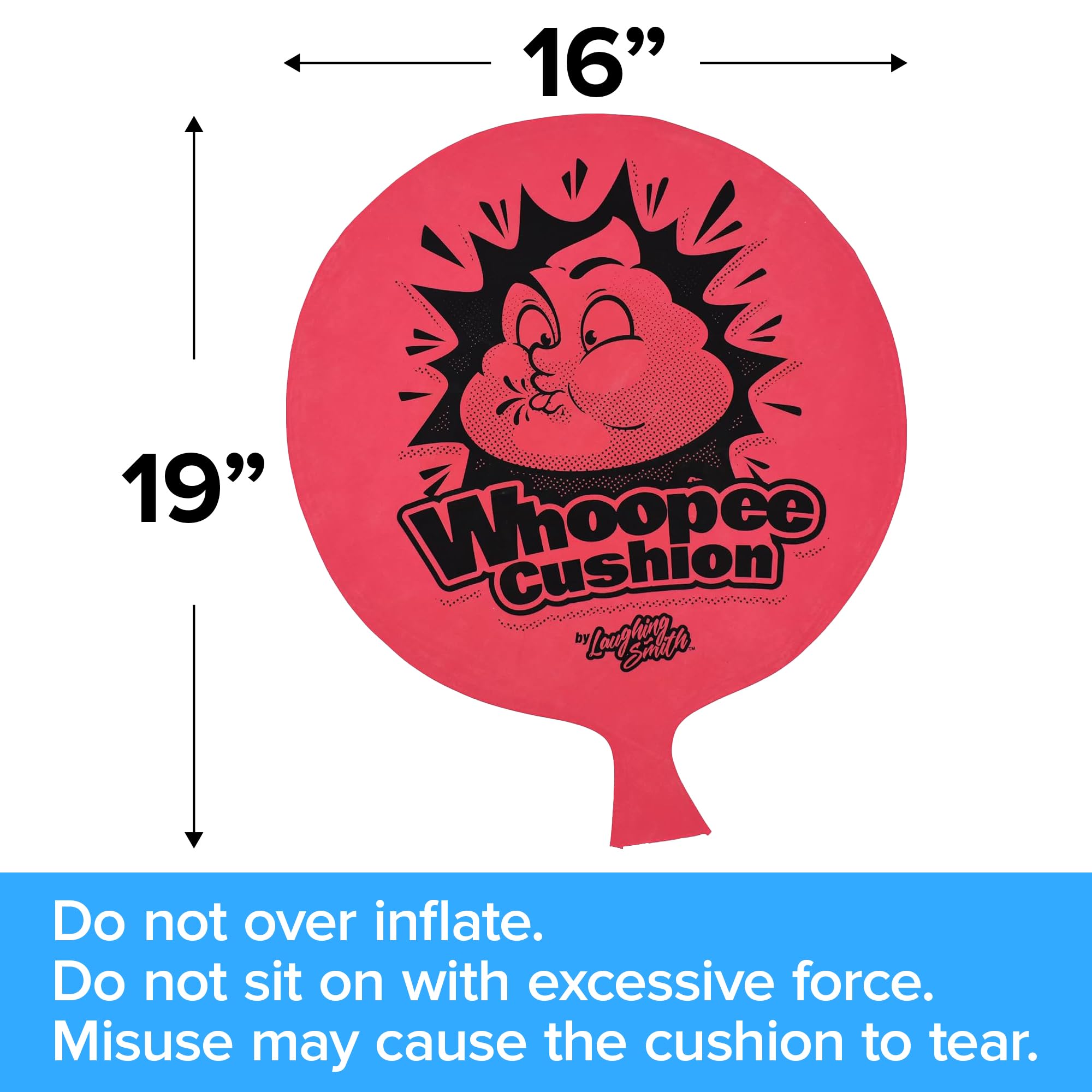 Laughing Smith Jumbo Sized 16 inch Whoopee Cushion - Giant Whoopee Fart Toy for Kids - Makes Great Big Mega Woopie Fart Sounds - The Funniest Fart Game, Joke or Gag Gift Woopy Cushions