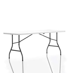 COSCO 6 ft. Fold-in-Half Banquet Table w/Handle, White