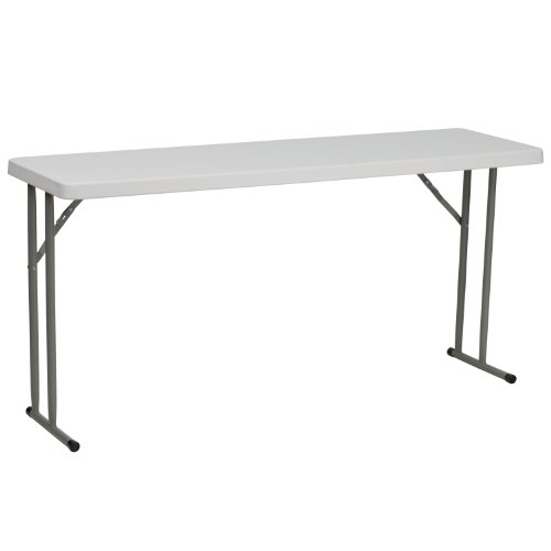 EMMA + OLIVER 5-Foot Rectangle Granite White Plastic Folding Training/Seminar Table