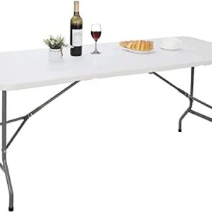 Edtian Folding 6ft Outdoor and Indoor Foldable Ideal for Camping and Picnic, Portable and Easy to Set Up, Perfect as a Card Craft Table, White