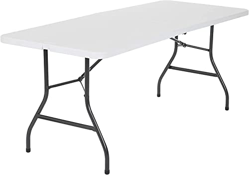 Edtian Folding 6ft Outdoor and Indoor Foldable Ideal for Camping and Picnic, Portable and Easy to Set Up, Perfect as a Card Craft Table, White