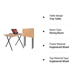 Folding TV Tray Table, 2.6-Foot TV Dinner Folding Table for Small Space Eating, Dinner Foldable Side Desk with Wooden Top and Metal Frame(1 Piece-Natural)