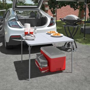 CoscoProducts COSCO XL 38.5" Half Card w/Handle Indoor & Outdoor, Portable, Wheelchair Accessible, Camping, Tailgating, & Crafting Folding Table, Gray, 1-Pack,Grey