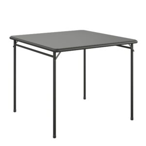 cosco 34" square vinyl top folding card table, black