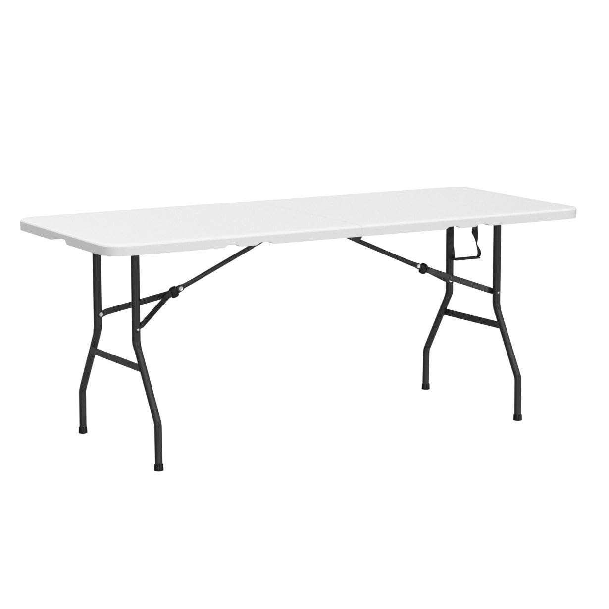 Folding Table 6 Foot Indoor Outdoor Heavy Duty Plastic Portable Fold Up Table Utility Camping Dining Party Table, Easy to Assemble, White