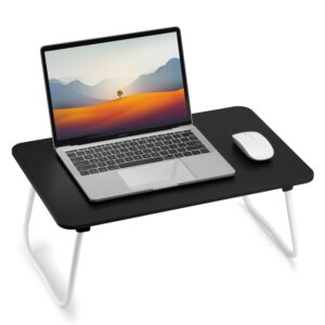 fisyod foldable laptop desk, portable lap desk bed table, lightweight breakfast table tray desk, laptop stand, mini table for working writing drawing eating picnic-black