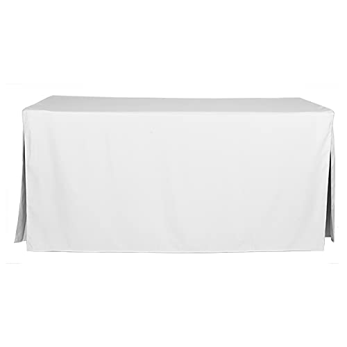 Tablevogue 1C22259 Machine Washable Microfiber Solid Fitted Rectangular 72-inch x 30-inch Tablecloth for Events 6-feet, White