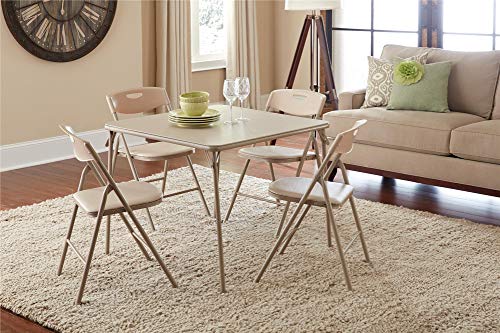 Cosco 5-Piece Folding Table and Chair Set, Antique Linen