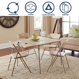 Cosco 5-Piece Folding Table and Chair Set, Antique Linen