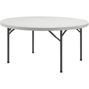 lorell banquet folding table - round top x 60" table top diameter - 29.3" height - platinum/gray