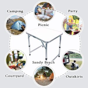 Camp Field Aluminum Folding Small Picnic Table, Adjustable Height Lightweight Portable Camping Table for Picnic Beach Outdoor Indoor (Medium)