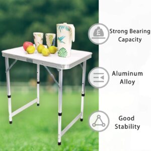 Camp Field Aluminum Folding Small Picnic Table, Adjustable Height Lightweight Portable Camping Table for Picnic Beach Outdoor Indoor (Medium)