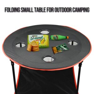 Camping Table Portable Folding Camping Side Table for Outdoor Picnic, Beach, Games, Camp, & Patio Tables Folding with 4 Cup Holders & Carry Case for Travel & Storage, Premium 600D Canvas& Steel Frame