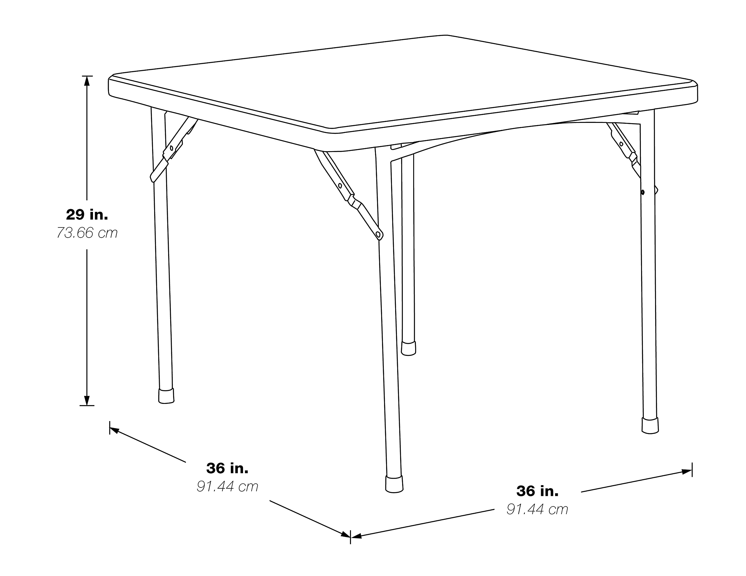 Office Star Resin Folding Table for Banquets, Picnics, and Parties, 36 Inch, Square