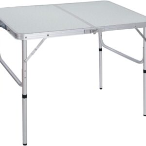 Cimiva Aluminum Folding Table 3 Foot, Adjustable Height Lightweight Portable Camping Table for Picnic Beach Outdoor Indoor, White 36 x 24 inch (3-Feet (2 Heights 15"/28"))