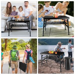 ZTMT Folding Table and Stool, Small, Black, 4 Foot Outdoor Portable Table, Adjustable Height, Camping, Picnic, RV Table, 55lbs Load-Bearing, Lightweight