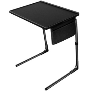 totnz tv tray table, folding tv dinner table comfortable folding table with 3 tilt angle adjustments for eating snack food, stowaway laptop stand,black