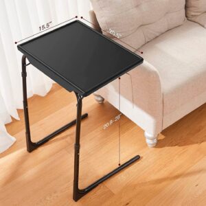 Totnz TV Tray Table, Folding TV Dinner Table Comfortable Folding Table with 3 Tilt Angle Adjustments for Eating Snack Food, Stowaway Laptop Stand,Black