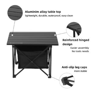 ROCK CLOUD Portable Camping Table Ultralight Aluminum Camp Table Folding Compact Beach Table with Storage Bag for Camping Hiking Backpacking Outdoor Picnic(Reinforced frame-Small)