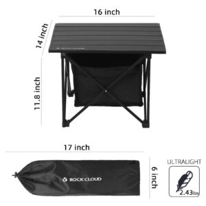 ROCK CLOUD Portable Camping Table Ultralight Aluminum Camp Table Folding Compact Beach Table with Storage Bag for Camping Hiking Backpacking Outdoor Picnic(Reinforced frame-Small)