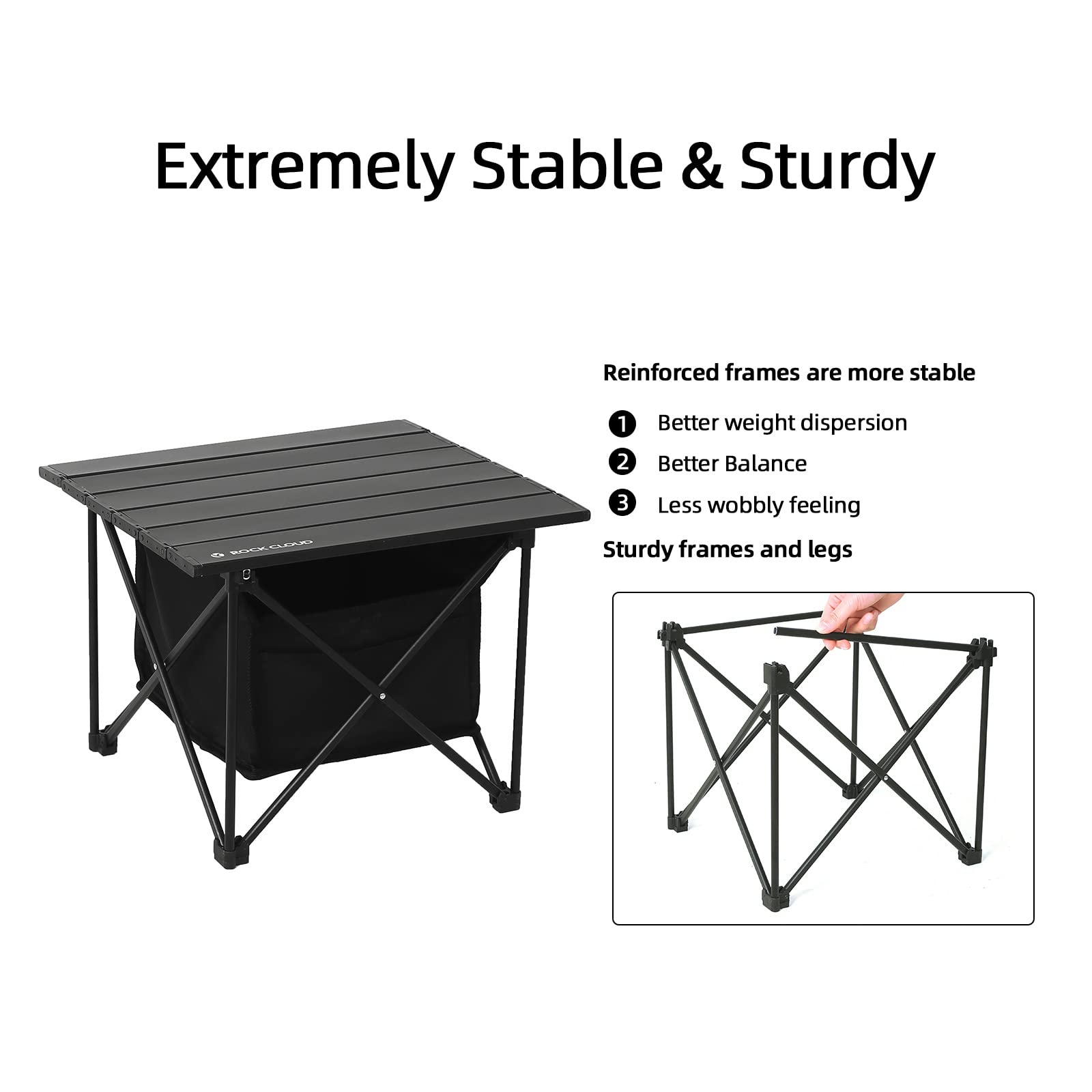 ROCK CLOUD Portable Camping Table Ultralight Aluminum Camp Table Folding Compact Beach Table with Storage Bag for Camping Hiking Backpacking Outdoor Picnic(Reinforced frame-Small)