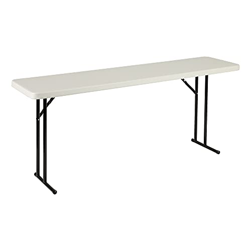 Norwood Commercial Furniture 6' Indoor/Outdoor Folding Training Table, Rectangular Blow-Molded Plastic Folding Training and Event Table, Gray