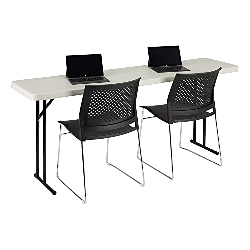 Norwood Commercial Furniture 6' Indoor/Outdoor Folding Training Table, Rectangular Blow-Molded Plastic Folding Training and Event Table, Gray