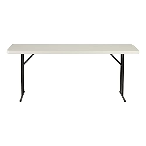 Norwood Commercial Furniture 6' Indoor/Outdoor Folding Training Table, Rectangular Blow-Molded Plastic Folding Training and Event Table, Gray