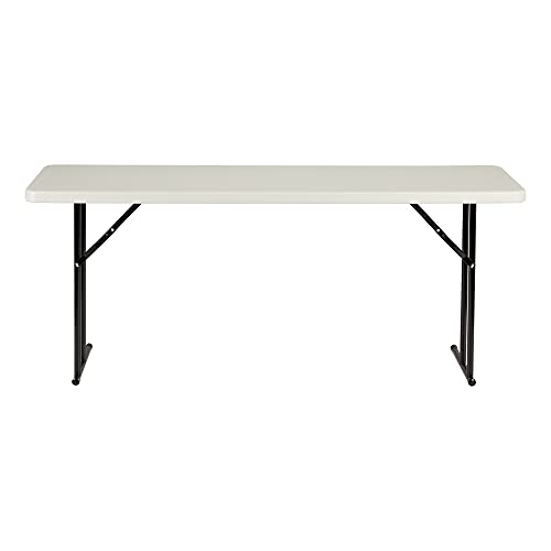 Norwood Commercial Furniture 6' Indoor/Outdoor Folding Training Table, Rectangular Blow-Molded Plastic Folding Training and Event Table, Gray