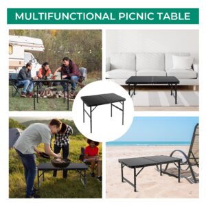 HIPAHIPA Camping Table Portable Folding Table Lightweight Aluminum Picnic Table Indoor Outdoor Table for BBQ RV Camping with Portable Handle