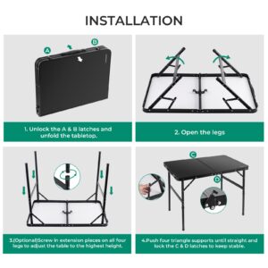 HIPAHIPA Camping Table Portable Folding Table Lightweight Aluminum Picnic Table Indoor Outdoor Table for BBQ RV Camping with Portable Handle