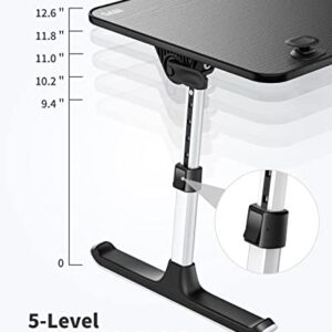 Laptop Desk for Bed, SAIJI Height & Angle Adjustable Laptop Stand for Bed, Lap Desk Bed Tray Table, Light Weight Foldable Portable Laptop table for Couch Sofa Chair Floor Desk for Adults, Kids (Black)