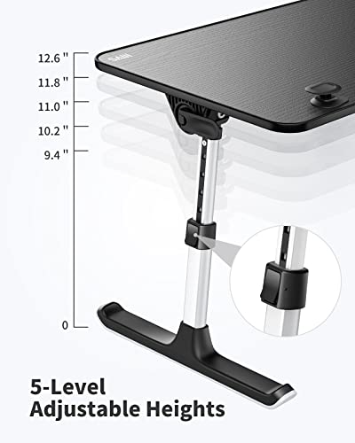 Laptop Desk for Bed, SAIJI Height & Angle Adjustable Laptop Stand for Bed, Lap Desk Bed Tray Table, Light Weight Foldable Portable Laptop table for Couch Sofa Chair Floor Desk for Adults, Kids (Black)