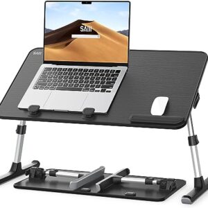 Laptop Desk for Bed, SAIJI Height & Angle Adjustable Laptop Stand for Bed, Lap Desk Bed Tray Table, Light Weight Foldable Portable Laptop table for Couch Sofa Chair Floor Desk for Adults, Kids (Black)