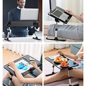 Laptop Desk for Bed, SAIJI Height & Angle Adjustable Laptop Stand for Bed, Lap Desk Bed Tray Table, Light Weight Foldable Portable Laptop table for Couch Sofa Chair Floor Desk for Adults, Kids (Black)