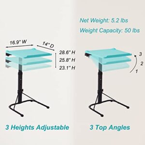 Maarch Folding TV Tray Table, Adjustable TV Dinner Table, Foldable Tray Table for Eating and Laptops, Wall Mountable, Light Blue