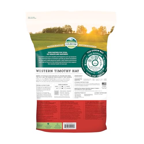 Oxbow Animal Health Western Timothy Hay - All Natural Hay for Rabbits, Guinea Pigs, Chinchillas, Hamsters & Gerbils -Veterinarian Recommended- Grown in the USA-90 oz.