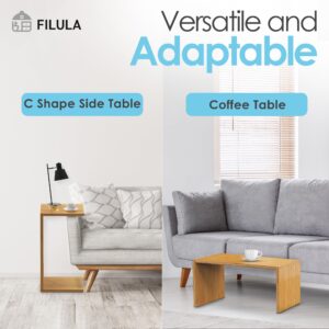 FILULA - Bamboo C Table and Coffee Table - All-in-One Solution for End Table, Coffee Table, Tray Table, Storage Bench, and Beyond